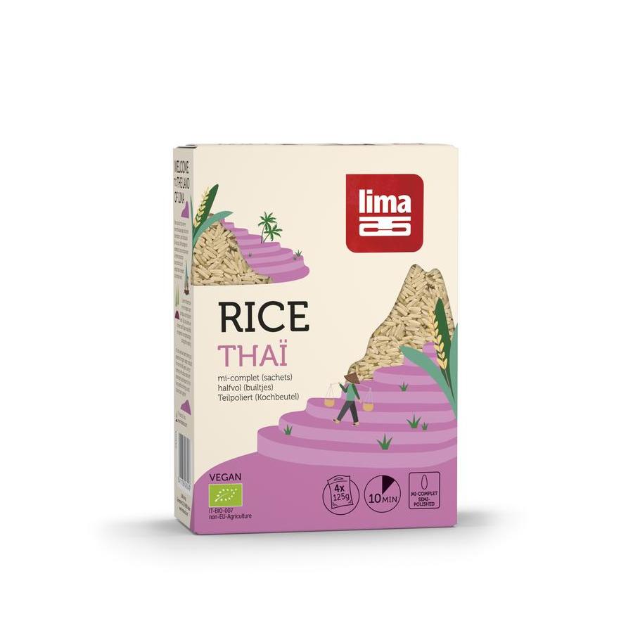 Rijst thai halfvol builtjes 4 x 125 gram bio