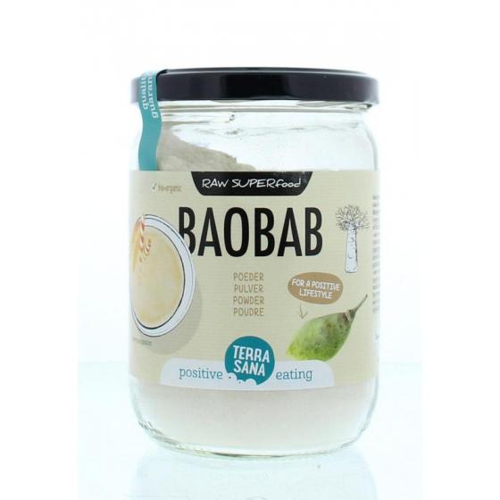 Raw baobab poeder in glas bio