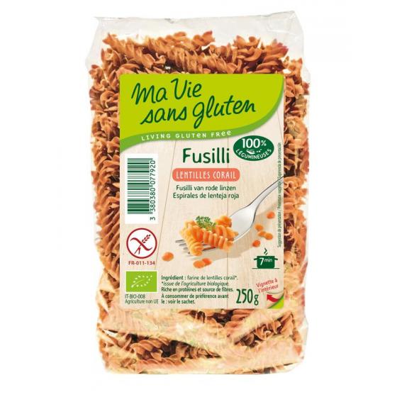 Fusilli van rode linzen glutenvrij bio