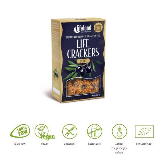 Life crackers olijf raw bio