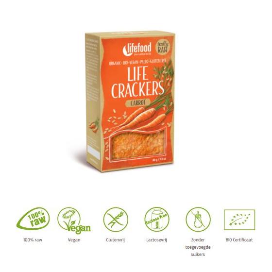 Life crackers wortel raw bio