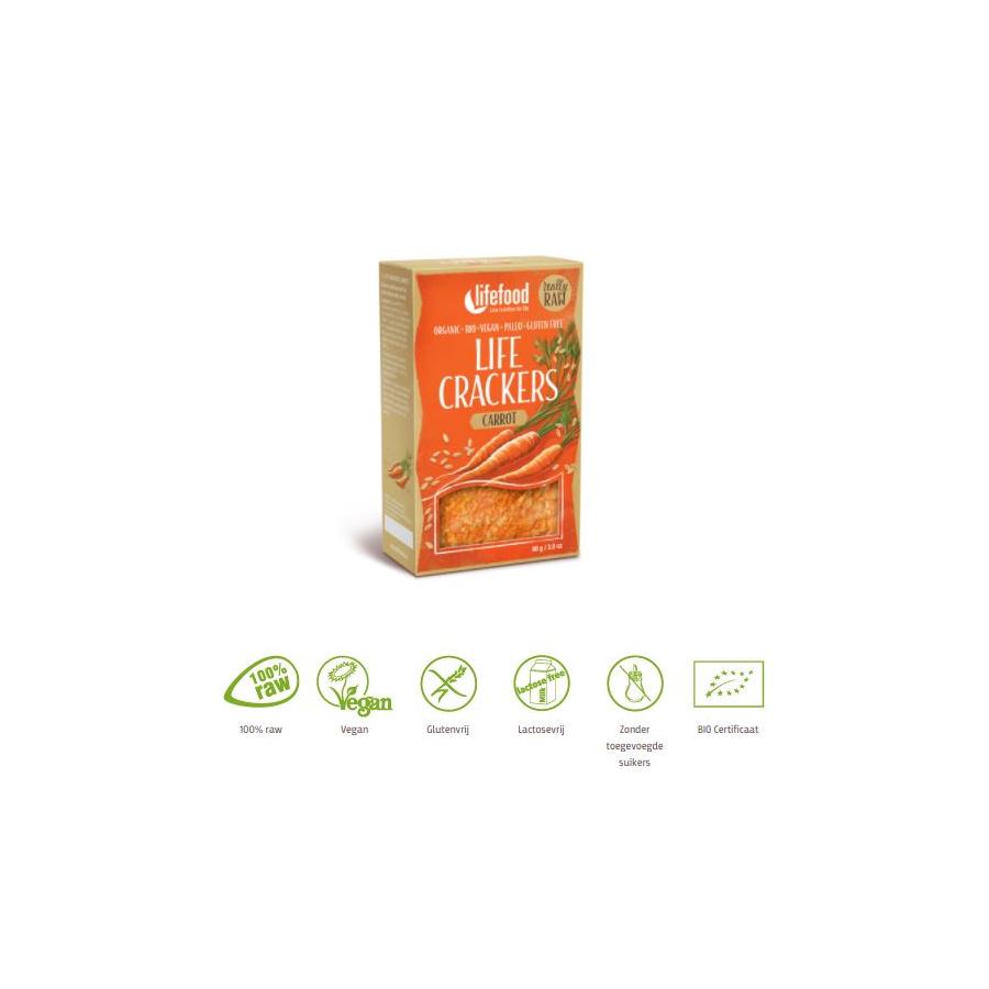 Life crackers wortel raw bio