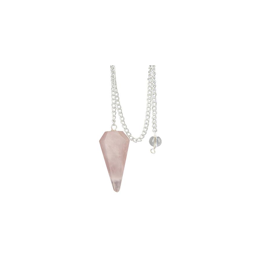 Pendel facet roze kwarts