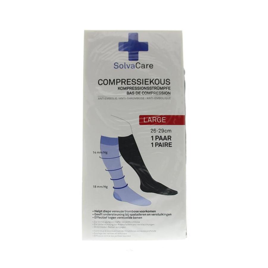 Compressiekous zwart L 26 - 29 cm