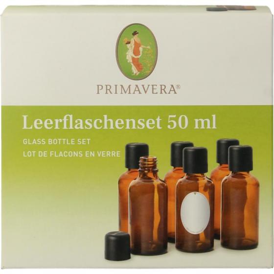 Lege flessen set 6x50ml schenkdop bruin glas