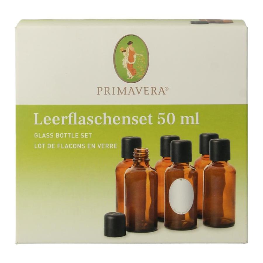 Lege flessen set 6x50ml schenkdop bruin glas