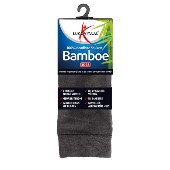 Bamboe sok lang antraciet maat 35-38