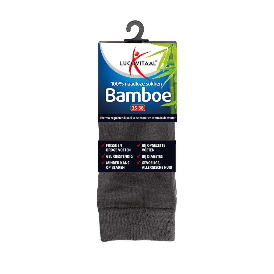Bamboe sok lang antraciet maat 35-38