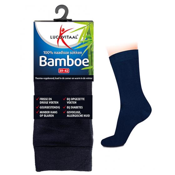 Bamboe sok lang blauw maat 43-46