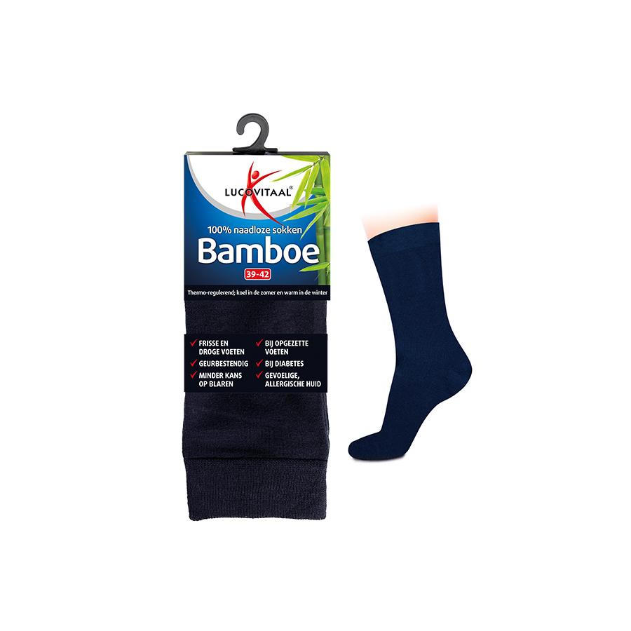 Bamboe sok lang blauw maat 43-46
