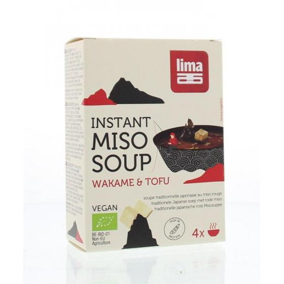 Instant miso soep wakame tofu 4 x 10 gram bio