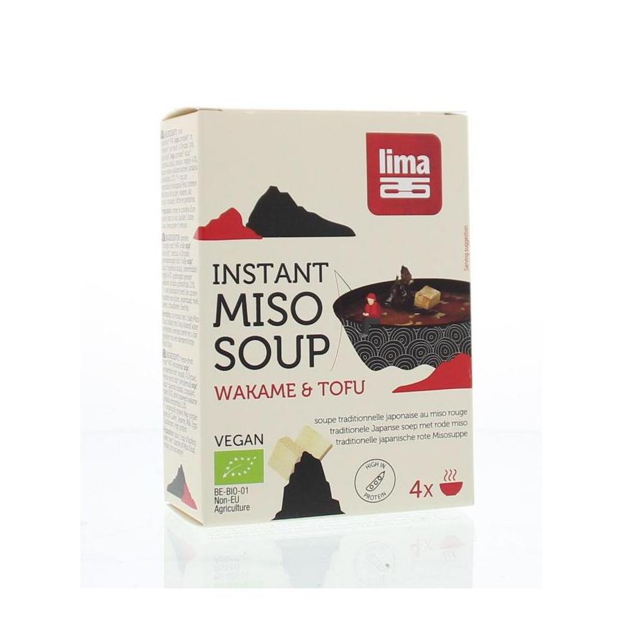 Instant miso soep wakame tofu 4 x 10 gram bio