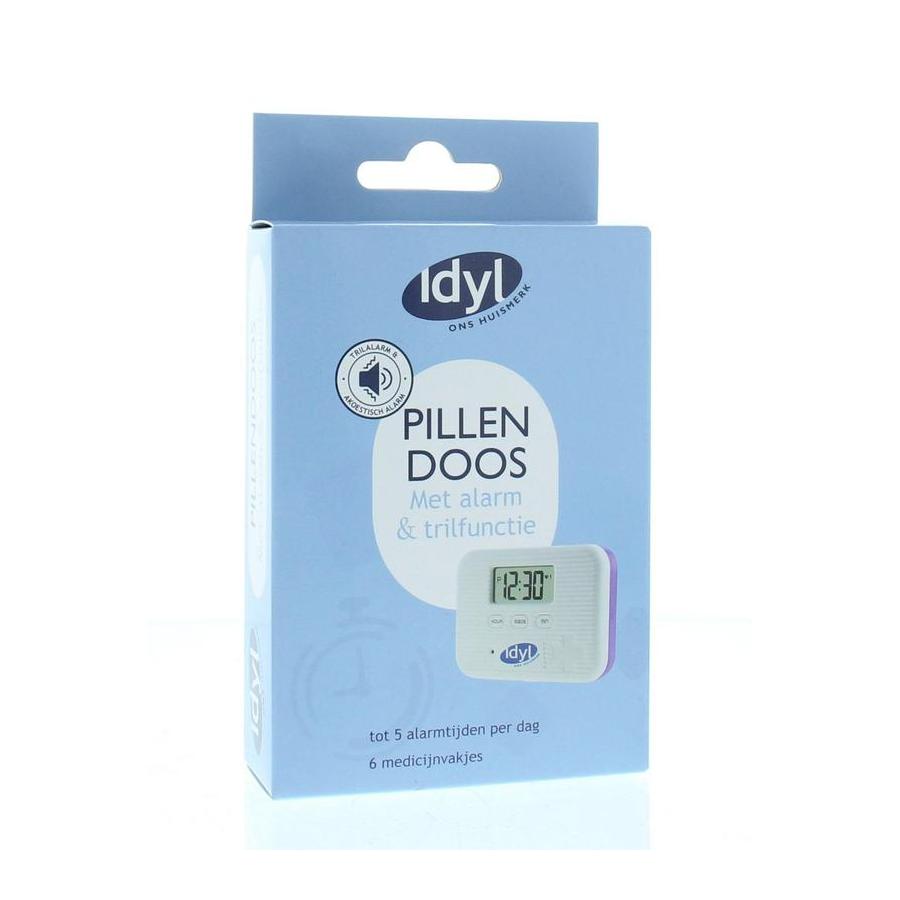 Pillendoos met alarm en trilfunctie 6-vaks