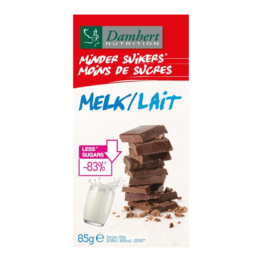 Chocoladetablet melk minder suikers