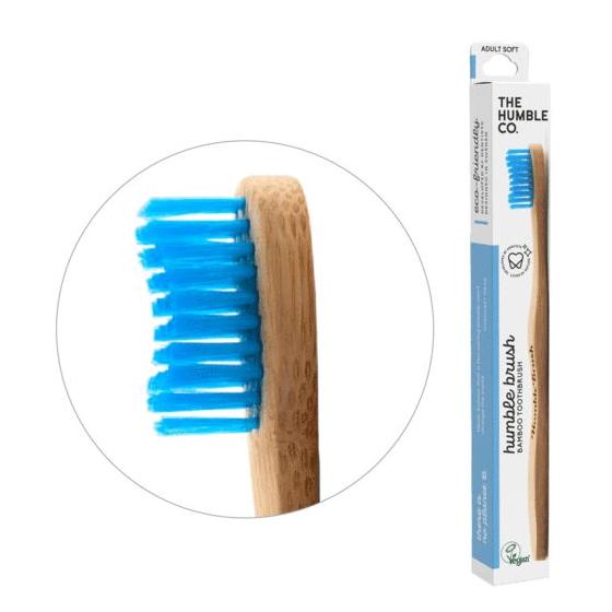 Tandenborstel bamboe adult blauw brush soft