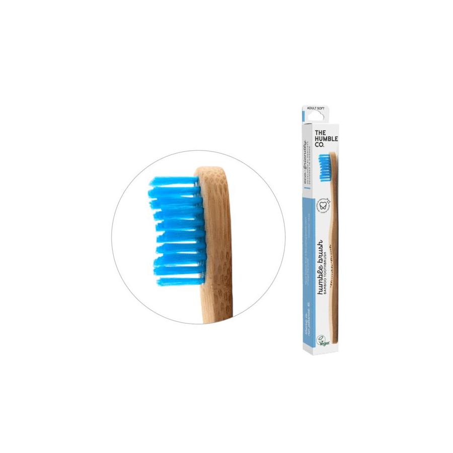 Tandenborstel bamboe adult blauw brush soft