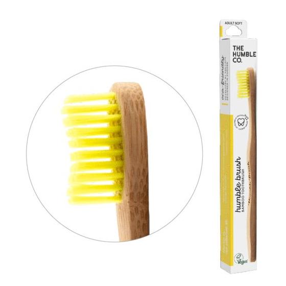 Tandenborstel bamboe adult geel brush soft