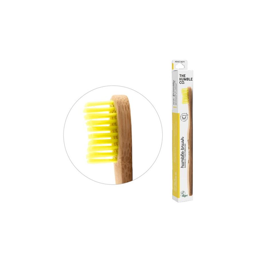 Tandenborstel bamboe adult geel brush soft