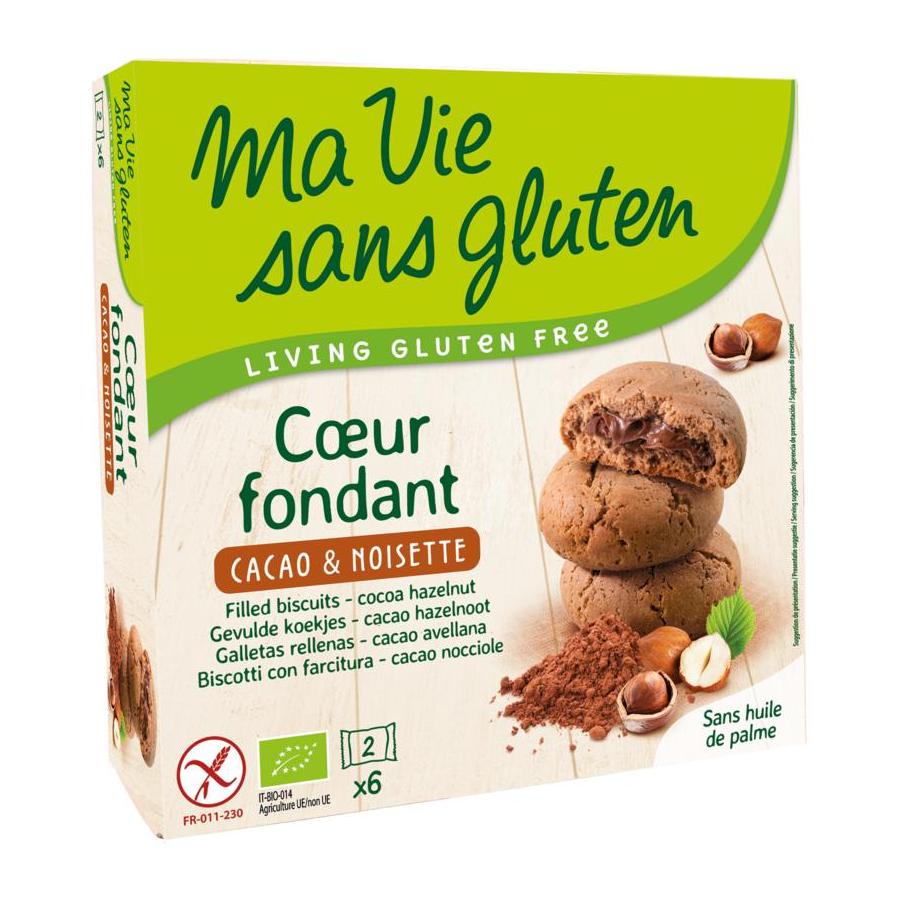 Koekjes met creme choco/hazelnoot glutenvrij bio