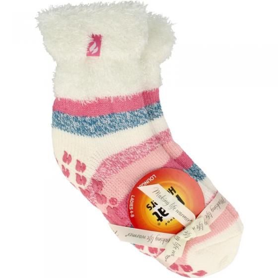 Ladies lounge socks 4-8 37-42 cream stripe