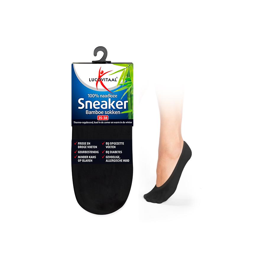 Bamboe sneakersok zwart maat 43-46