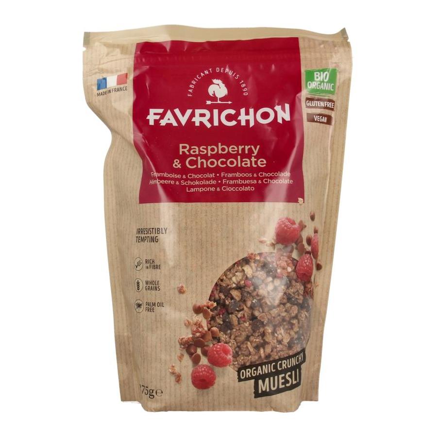 Framboos & chocolade crunchy muesli