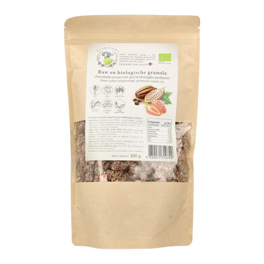 Tijgernoot granola chocolade aardbei bio