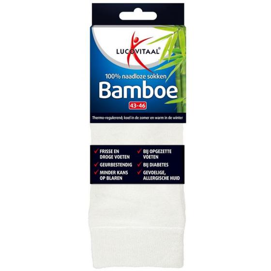 Bamboe sok lang wit maat 43-46