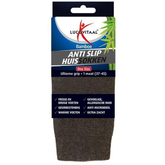 Bamboe huissokken anti slip one size