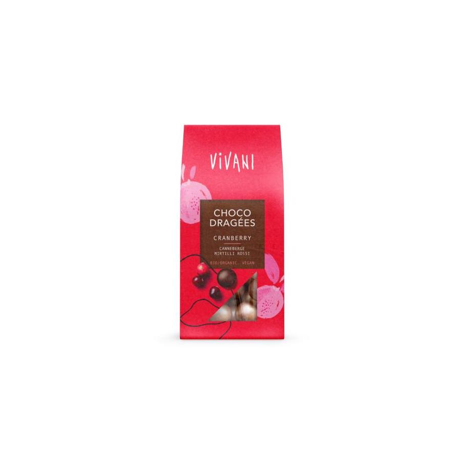 Vivani choco dragees cranberry bio