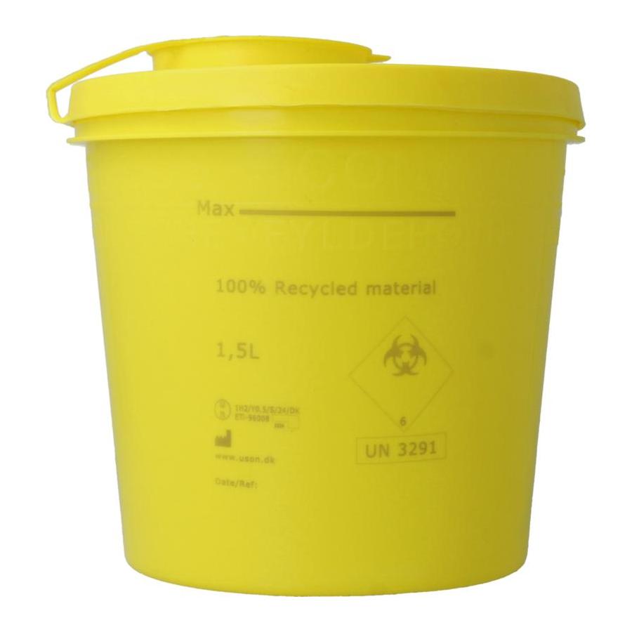 Uson Plast Naaldencontainer 1.5 liter geel gerecycled plastic