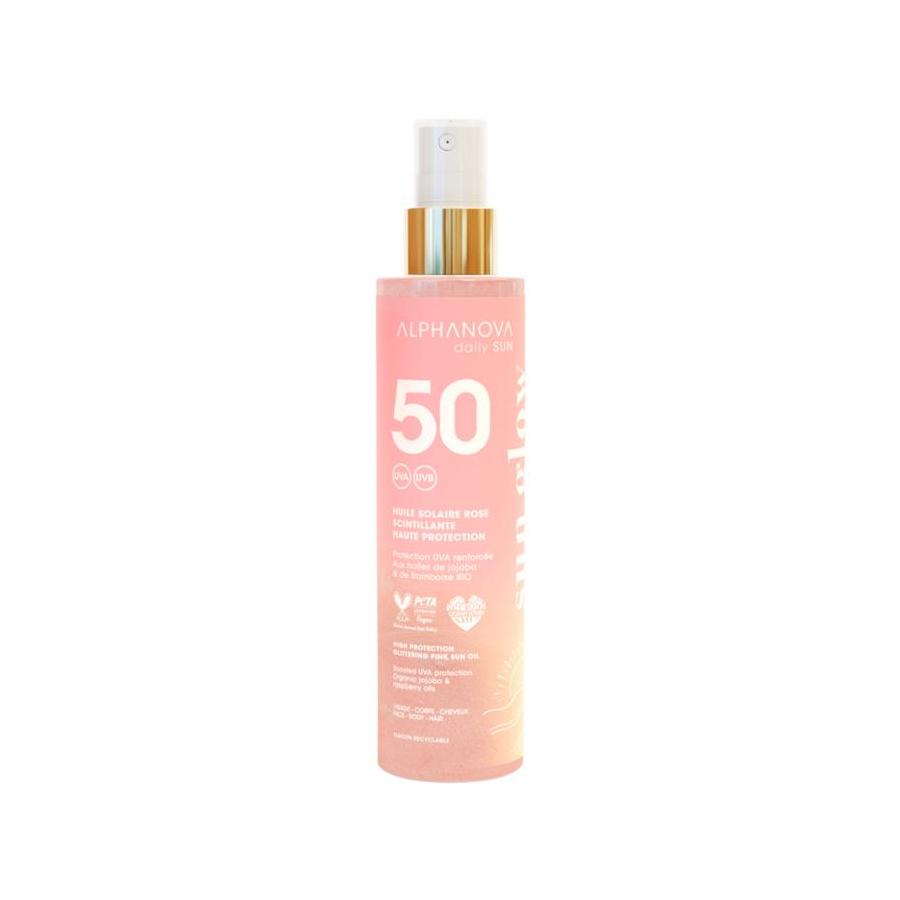 Alphanova Sun glitt pink sun oil spf50 bio