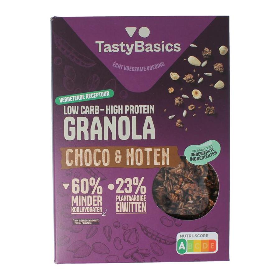 Less carb-high protein granola choco en noten
