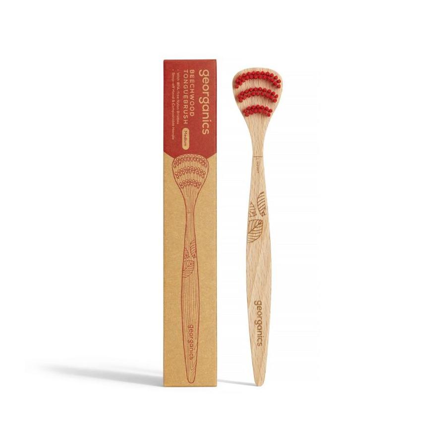Georganics Tongue brush medium beechwood