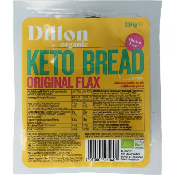 Dillon Organic Keto bread original flax glutenvrij dem bio