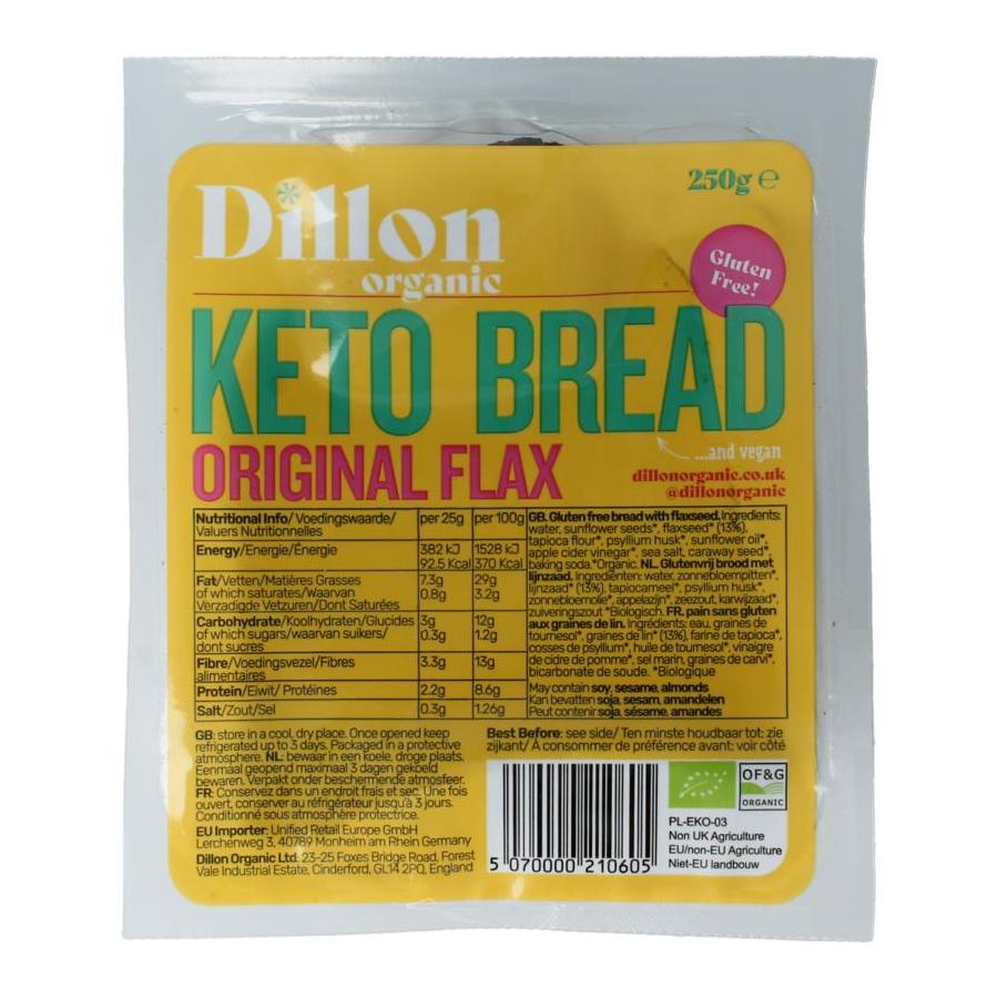 Dillon Organic Keto bread original flax glutenvrij dem bio