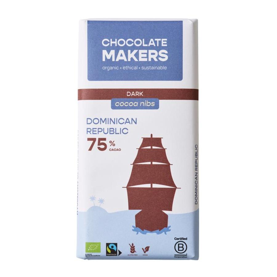 Reep tres hombres 75% puur met cacaonibs bio