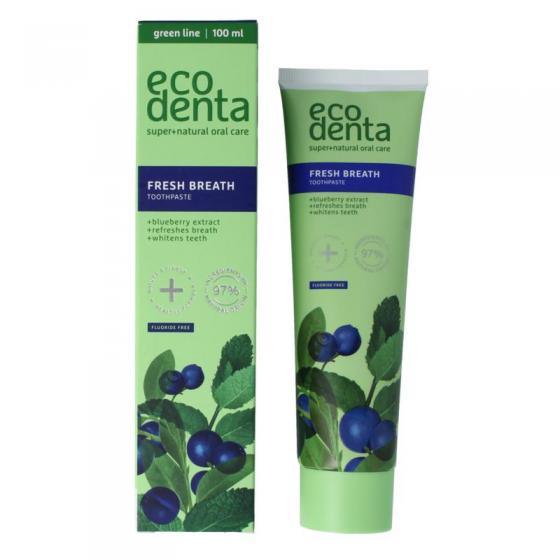 Ecodenta Tandpasta fresh breath bosbessenextr green line