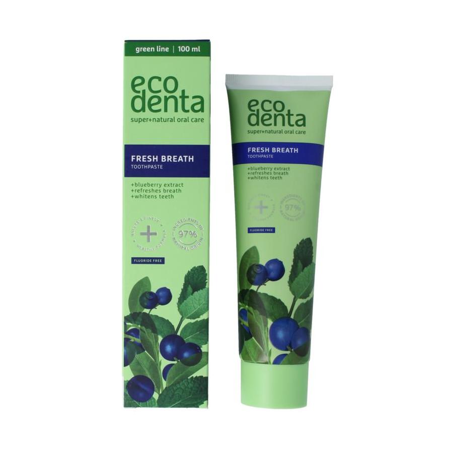 Ecodenta Tandpasta fresh breath bosbessenextr green line