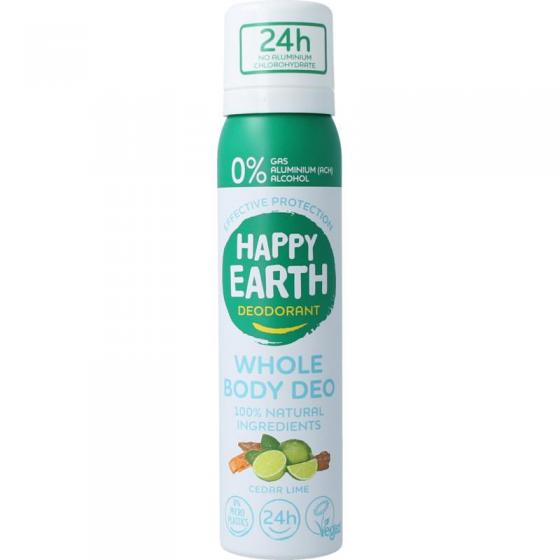 Happy Earth body deo spray cedar lime