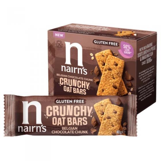 Nairns crunchy oat bars choc belg gv