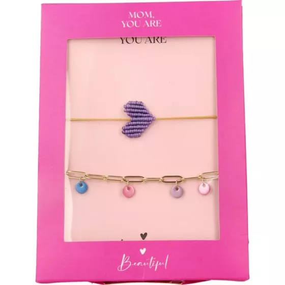 Cadeauset armband paars en goud