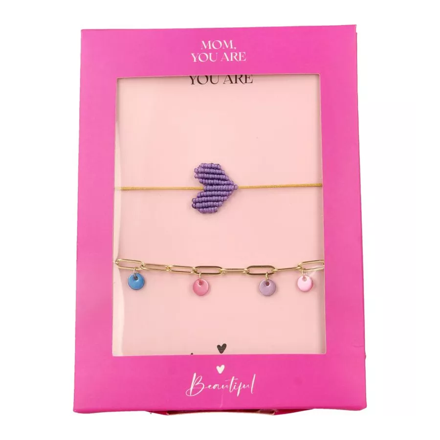 Cadeauset armband paars en goud