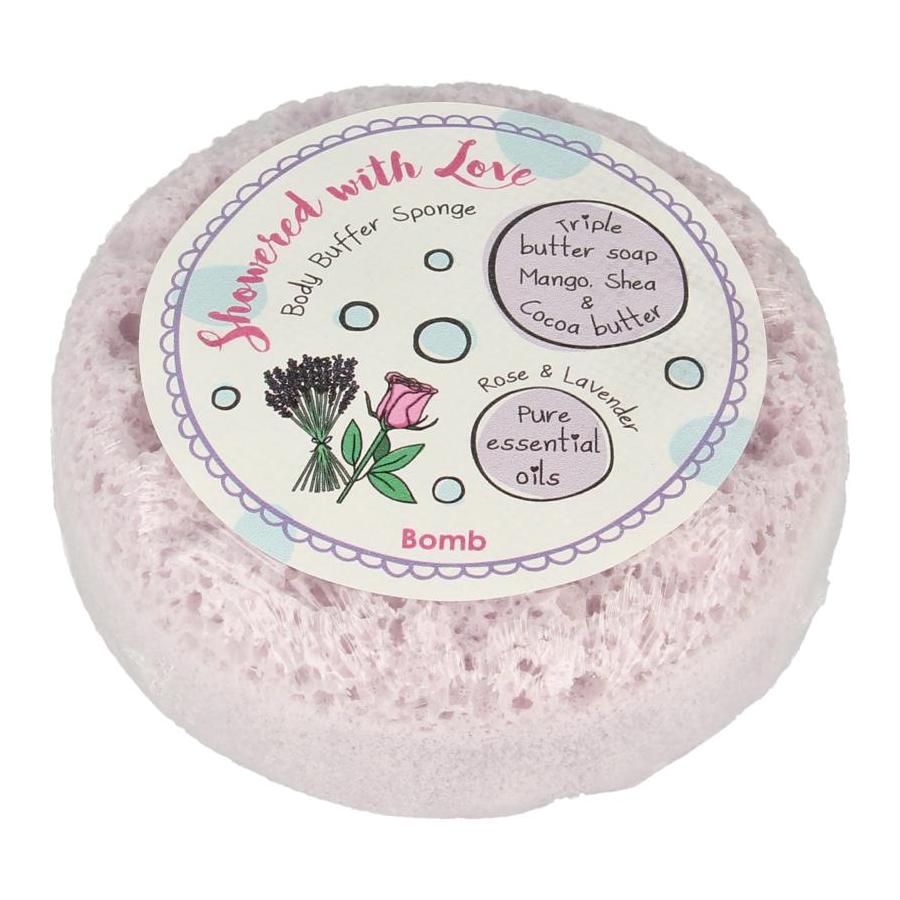 Cosmetics shower sponge with love