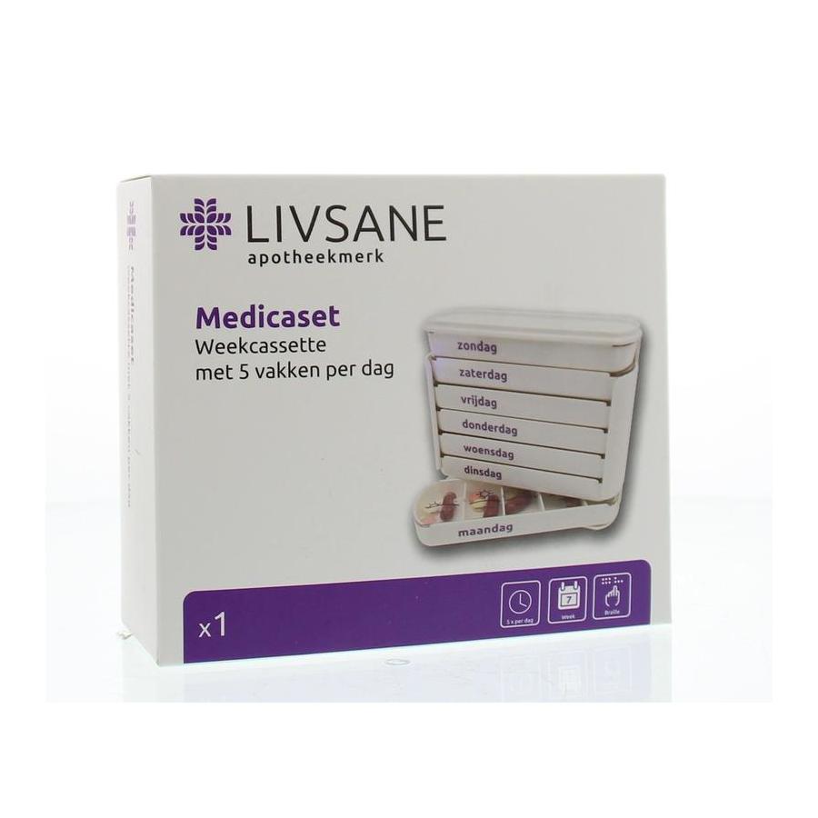 Medicaset medicijnbox wit 5V braille