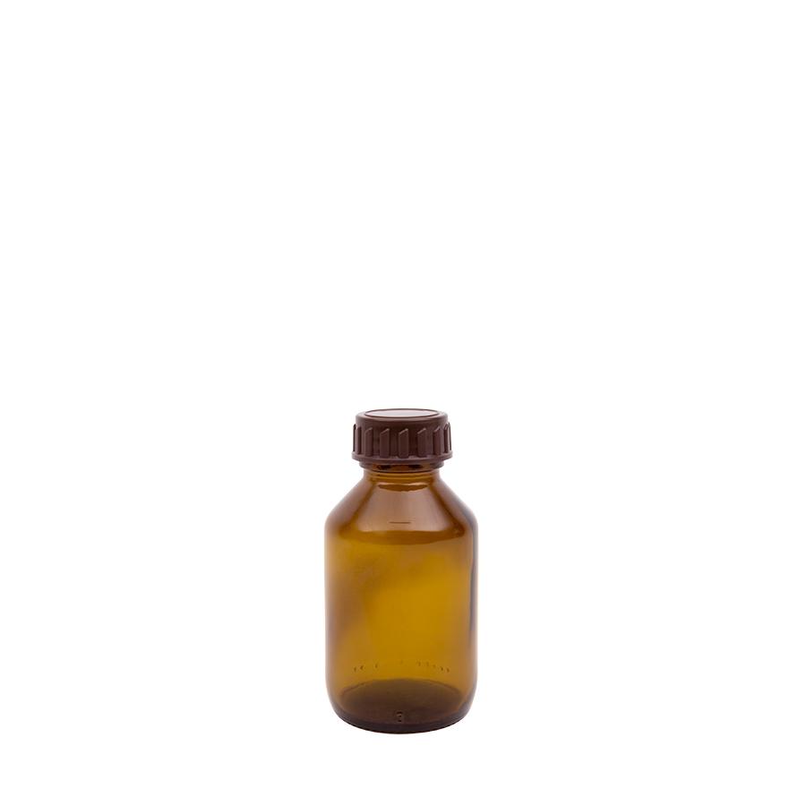 Medicijnfles bruin gedopt 100ml/28mm